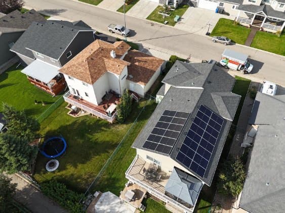 Beautiful solar panel installation on modern home